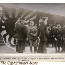 Press photo , WW1 Western front,  Japanese prince Fuchimi visiting british war vessel
