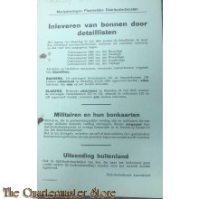Affiche inleveren van bonnen door detaillisten 1945