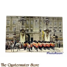 Postcard 1940 The Irish Guards leaving Buckingham Palace after changing Guards 