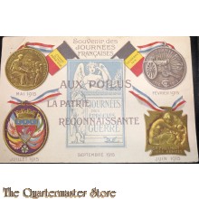 Postcard Souvenir des Journées Francaises, Aux Poilus, La Patrie Reconnaissante, Les Médailles