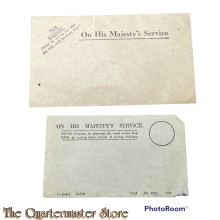 WW2 Enveloppe met sticket On her Majesty's Service (WW2 Envelope with re-use stick-on label ) 