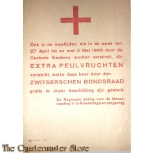 Flyer/poster extra peulvruchten in de maaltijden 27 april -3 mei 1945 Den Haag