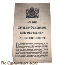 Flugblatt /  Leaflet , G.41, An die zivilbevolkerung der Deutschen Industriegebiete (Message to Civilians)