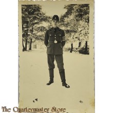 Photo enlisted man RAD in snow wearing brassard Deutsche Wehrmacht