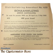 Bonaanwijzing (eerste aanvulling) Distributie Amersfoort no 429 3e week 5e per 29 april t/m 5 mei 1945 