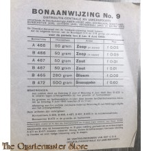Bonaanwijzing no 9 Distributie-centrale XIV (Amersfoort)  2 t/m 4 juni 1945