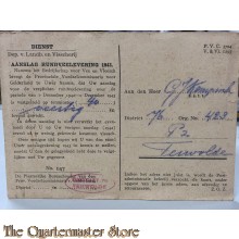 Briefkaart Dep. van Landb. en Visscherij, aanslag rundvee levering 1943 