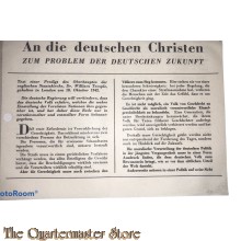 Alliiertes Propagandaflugblatt 2.Weltkrieg, G.61, An die deutschen Christen zum Problem der deutschen Zukunft