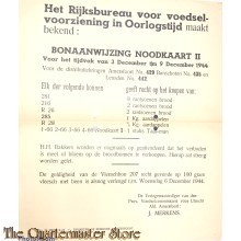 Bonaanwijzing Noodkaart II Distributiekring Amersfoort) 429 3 t/m 9 dec 1944