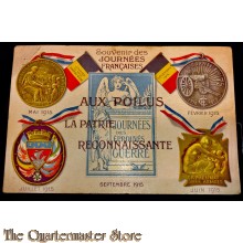 Postcard WW1 1915 depicting the four Journee medals.